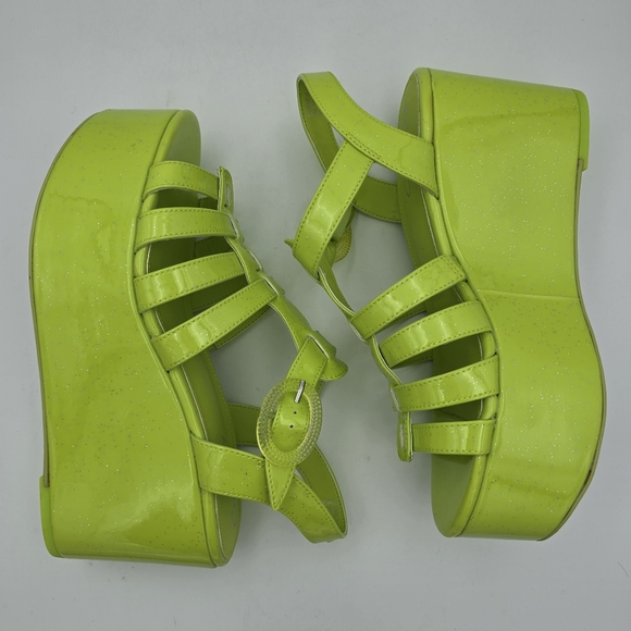 NWOT CIRCUS NY Sam Edelman Golda Platform Sandals—Wasabi (Sparkly Glitter Green) - Picture 14 of 16